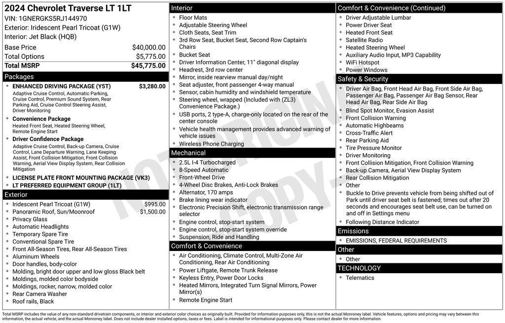 used 2024 Chevrolet Traverse car, priced at $34,322