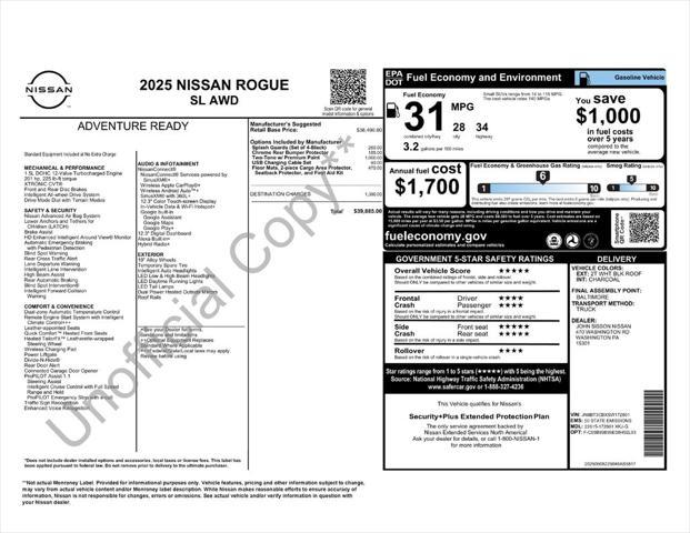 new 2025 Nissan Rogue car, priced at $39,885