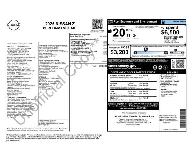 new 2025 Nissan Z car, priced at $51,530