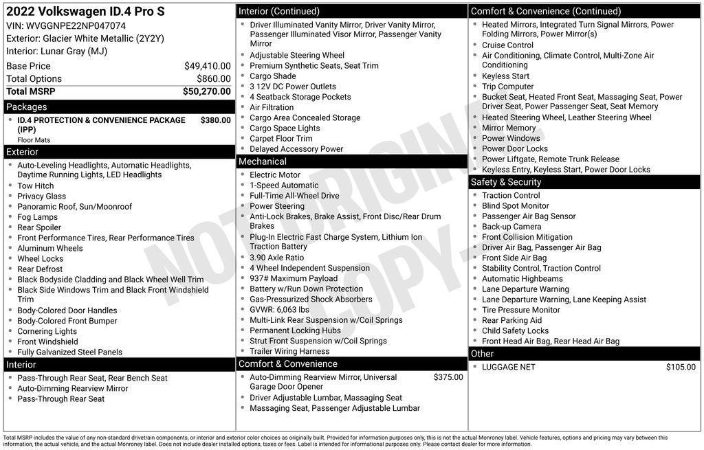 used 2022 Volkswagen ID.4 car, priced at $22,619