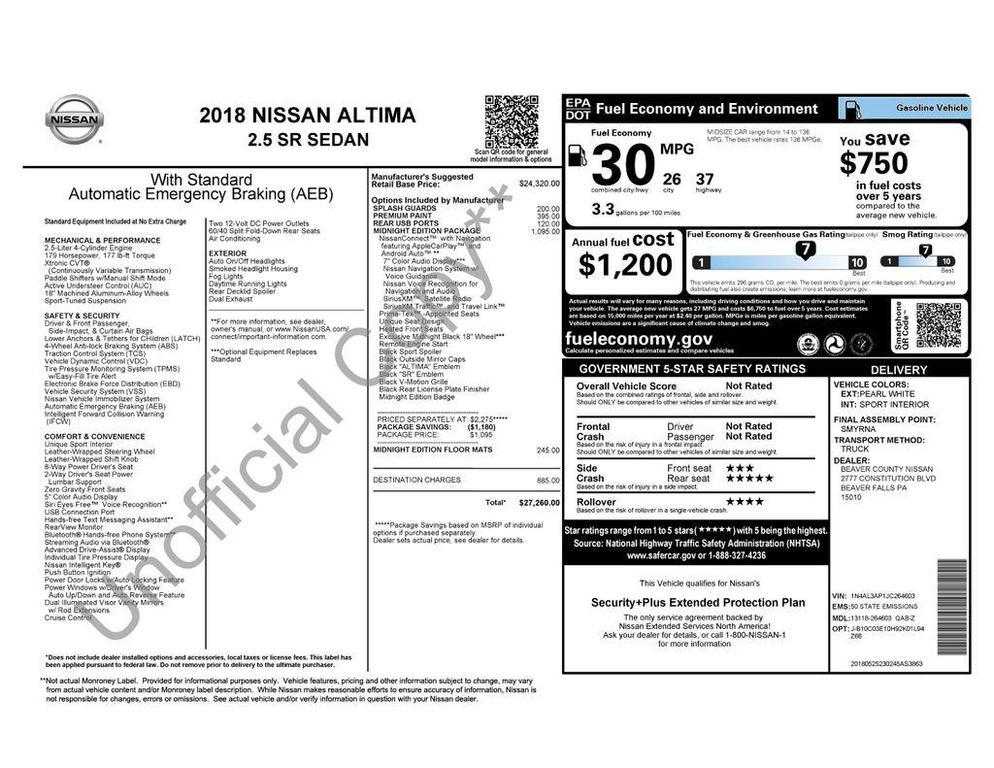 used 2018 Nissan Altima car, priced at $13,413