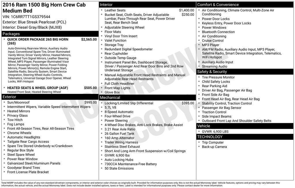 used 2016 Ram 1500 car, priced at $20,955