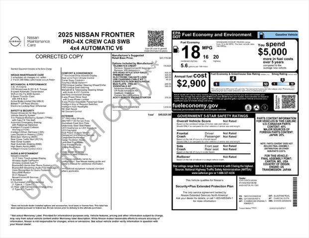 new 2025 Nissan Frontier car, priced at $43,325