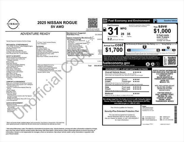 new 2025 Nissan Rogue car, priced at $35,385