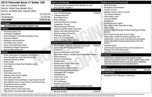 used 2015 Chevrolet Sonic car, priced at $9,975