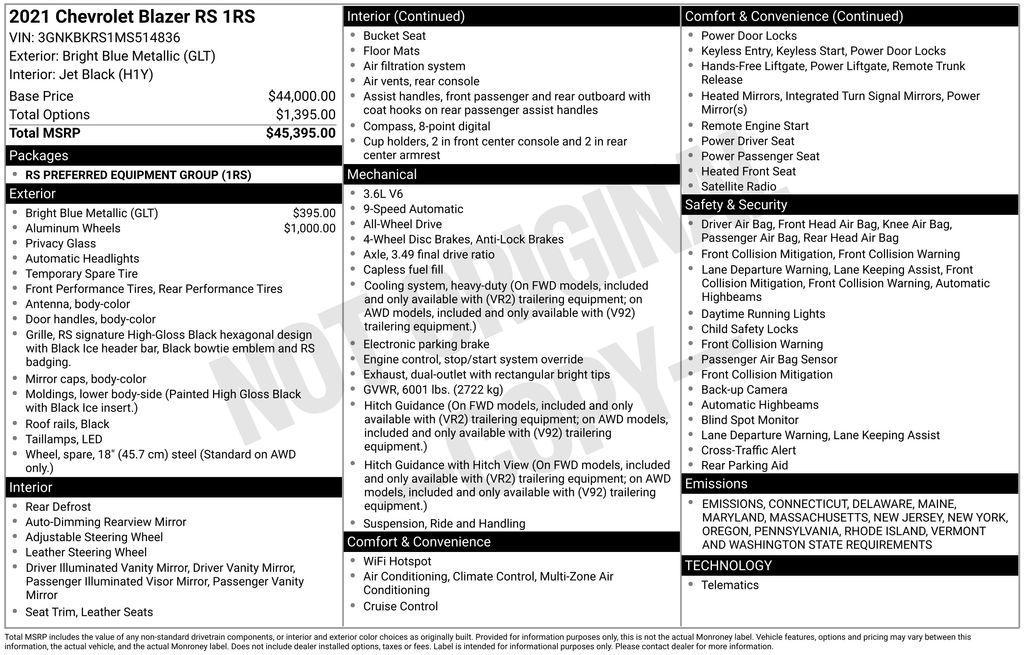 used 2021 Chevrolet Blazer car, priced at $25,933