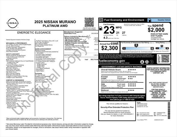 new 2025 Nissan Murano car, priced at $51,218