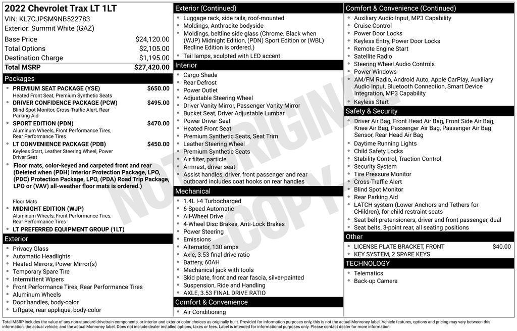 used 2022 Chevrolet Trax car, priced at $17,857