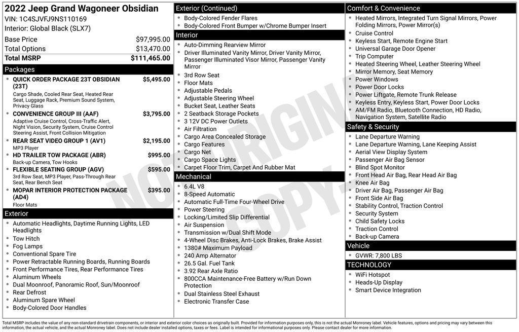 used 2022 Jeep Grand Wagoneer car, priced at $54,821