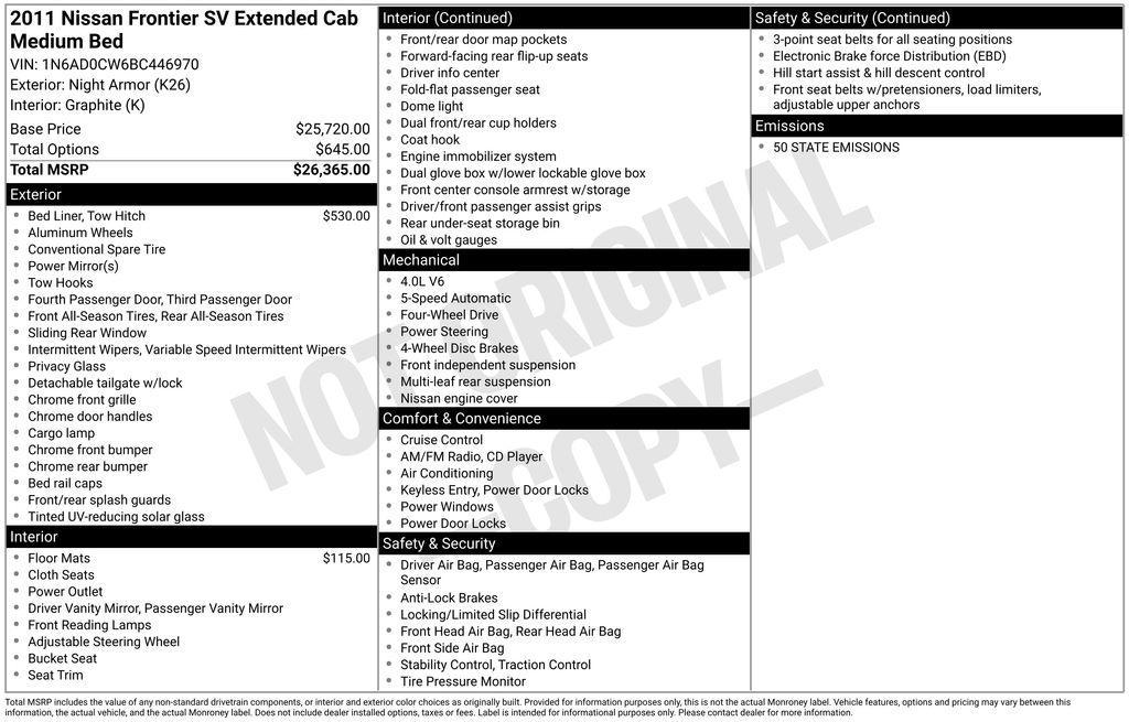 used 2011 Nissan Frontier car, priced at $13,356