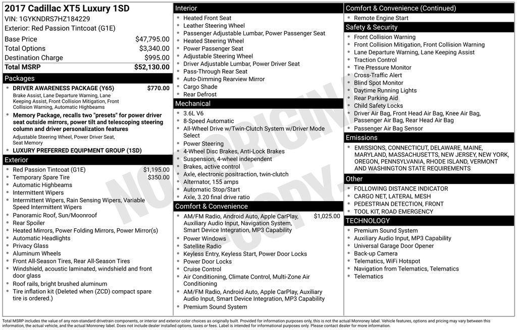 used 2017 Cadillac XT5 car, priced at $16,914