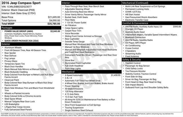 used 2016 Jeep Compass car, priced at $10,495