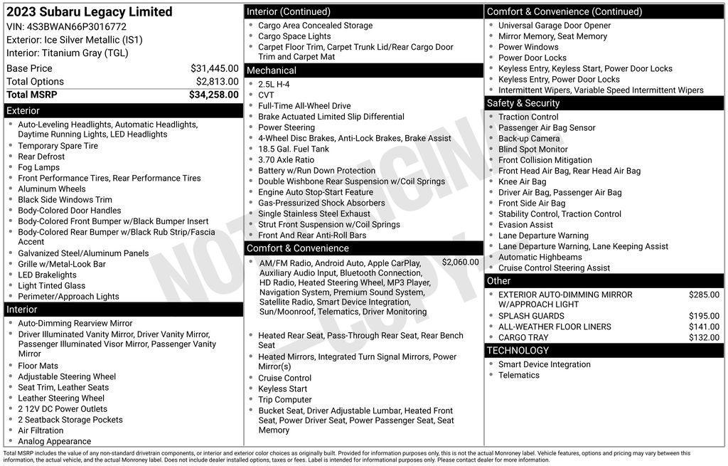 used 2023 Subaru Legacy car, priced at $25,890