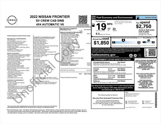 used 2022 Nissan Frontier car, priced at $26,875