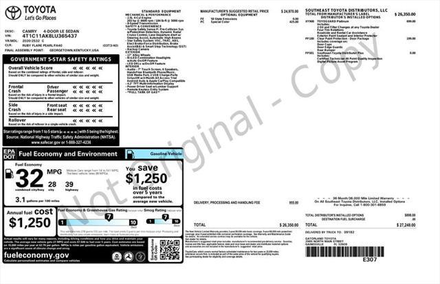 used 2020 Toyota Camry car, priced at $19,750