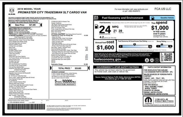 used 2019 Ram ProMaster City car, priced at $18,500