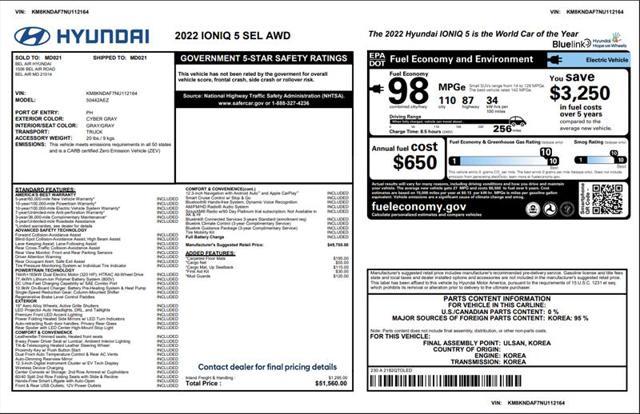 used 2022 Hyundai IONIQ 5 car, priced at $23,900