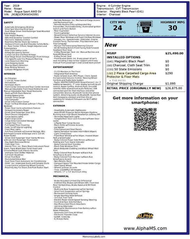 used 2019 Nissan Rogue Sport car, priced at $10,000