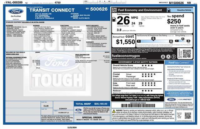 used 2021 Ford Transit Connect car, priced at $16,000