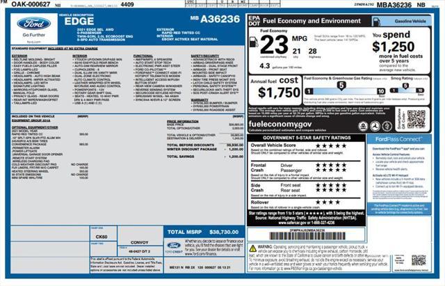 used 2021 Ford Edge car, priced at $19,000