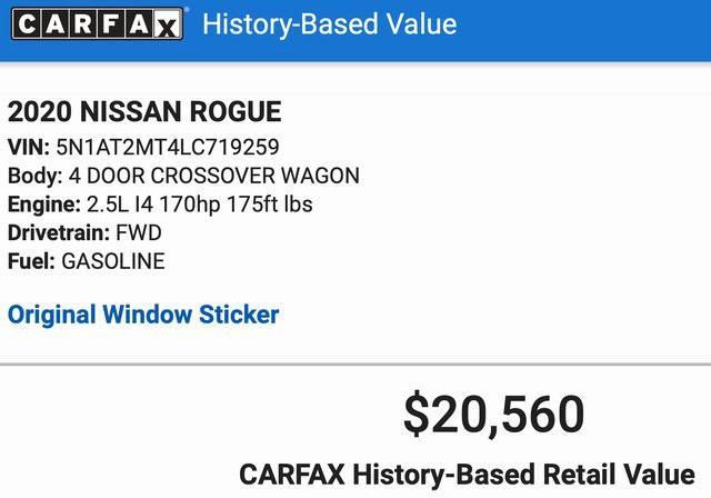 used 2020 Nissan Rogue car, priced at $19,240