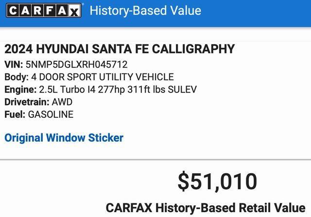 used 2024 Hyundai Santa Fe car, priced at $44,588