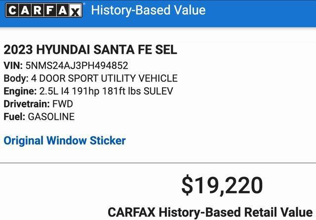 used 2023 Hyundai Santa Fe car, priced at $17,288