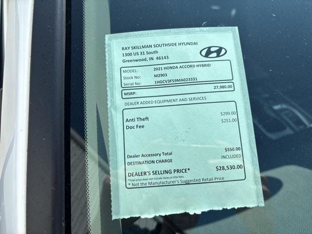 used 2021 Honda Accord Hybrid car, priced at $26,901