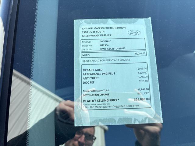 new 2026 Hyundai Venue car, priced at $25,050
