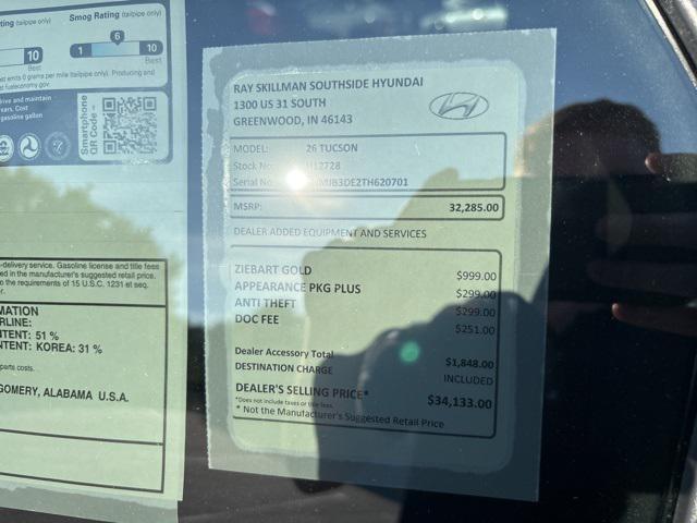 new 2026 Hyundai Tucson car, priced at $32,285