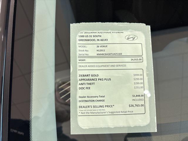 new 2026 Hyundai Venue car, priced at $24,915