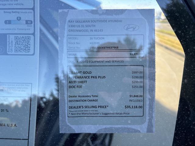 new 2026 Hyundai Tucson car, priced at $33,270