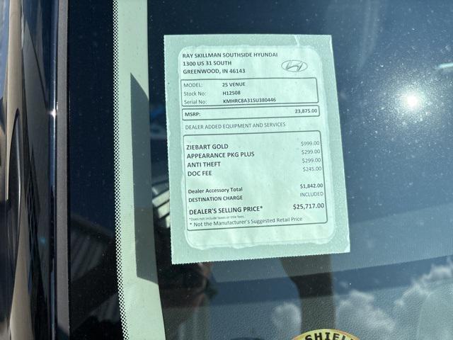new 2025 Hyundai Venue car, priced at $23,355