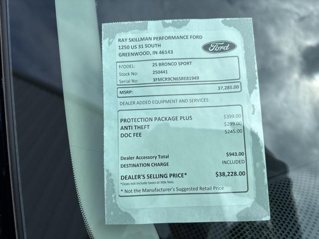 new 2025 Ford Bronco Sport car, priced at $35,348