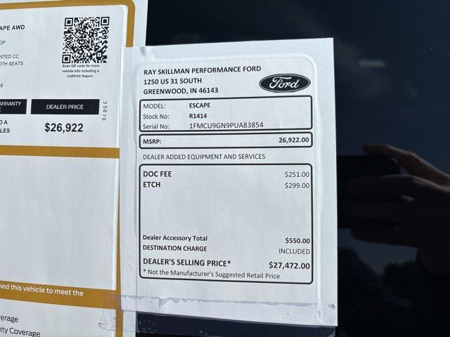 used 2023 Ford Escape car, priced at $26,922