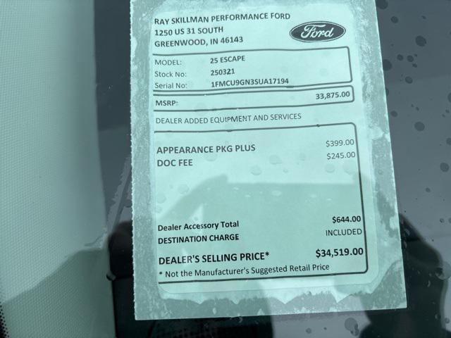 new 2025 Ford Escape car, priced at $31,980