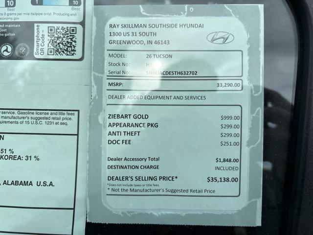 new 2026 Hyundai Tucson car, priced at $33,290