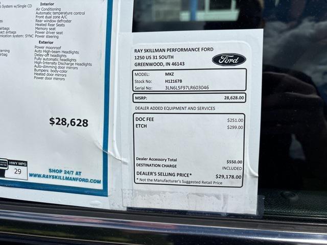 used 2020 Lincoln MKZ car, priced at $28,628