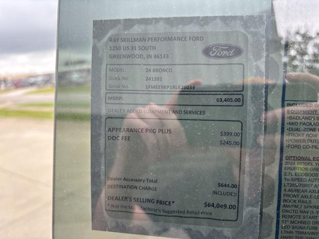 new 2024 Ford Bronco car, priced at $54,973