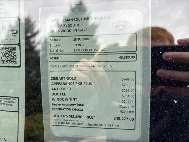 new 2026 Hyundai Tucson car, priced at $43,380