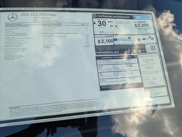 new 2026 Mercedes-Benz CLA 250 car, priced at $47,840