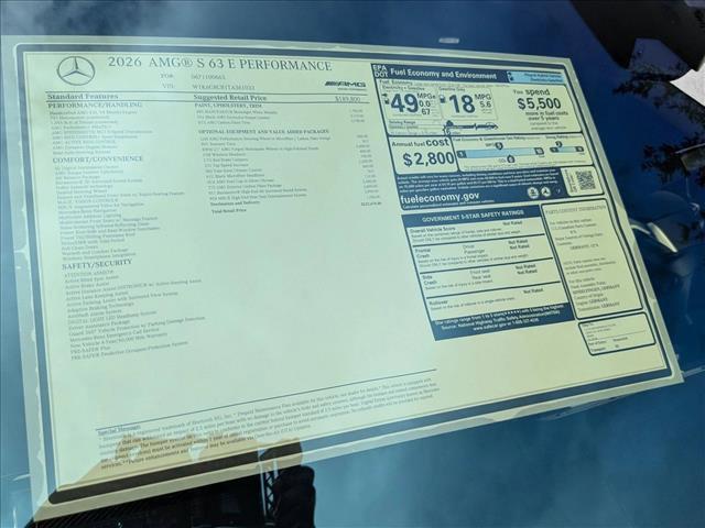 new 2026 Mercedes-Benz AMG S 63 E car, priced at $222,670