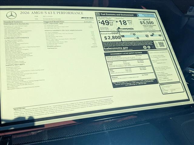 new 2026 Mercedes-Benz AMG S 63 E car, priced at $209,695