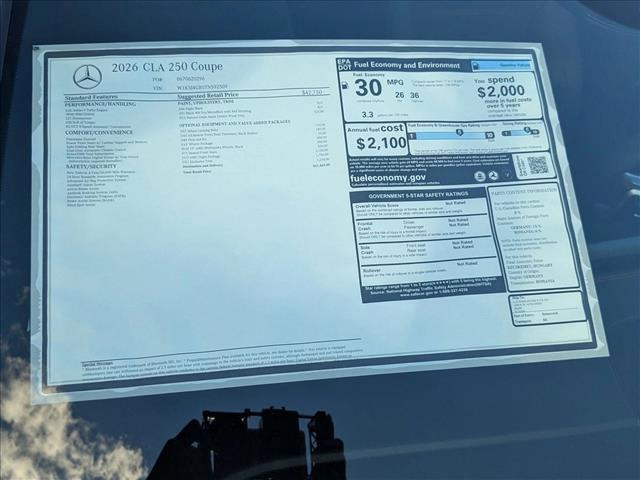 new 2026 Mercedes-Benz CLA 250 car, priced at $51,465