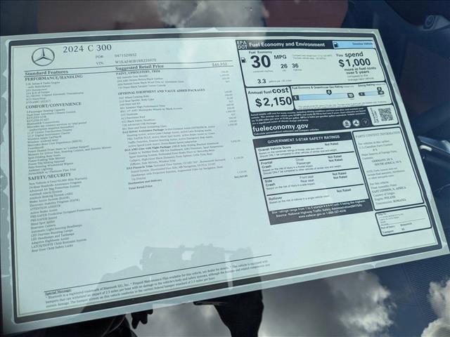 new 2024 Mercedes-Benz C-Class car, priced at $56,895