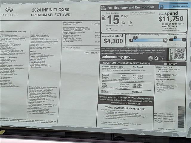 new 2024 INFINITI QX80 car, priced at $81,017