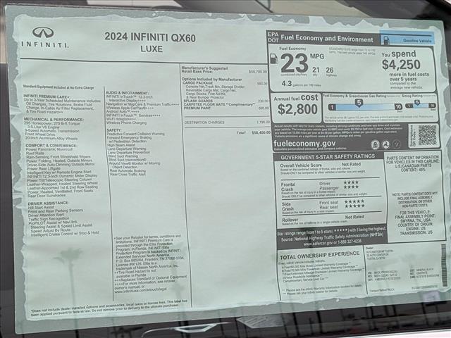 new 2024 INFINITI QX60 car, priced at $55,721