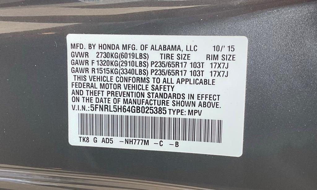 used 2016 Honda Odyssey car, priced at $14,990