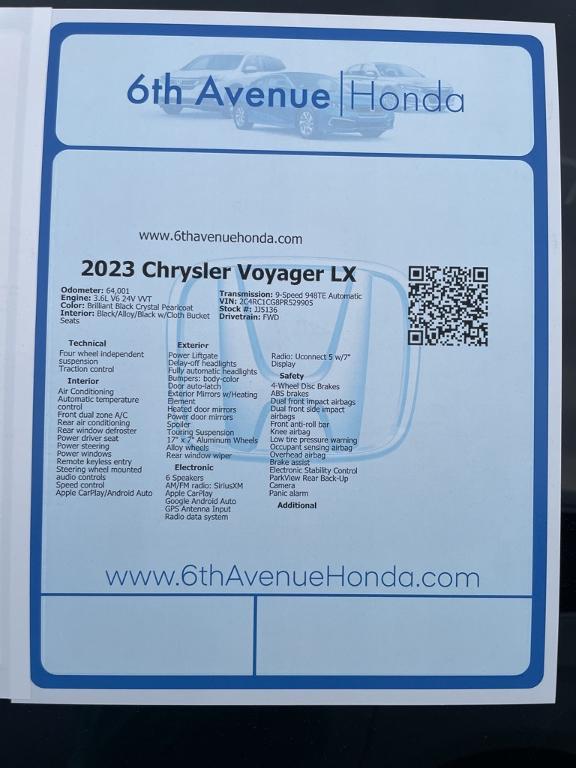 used 2023 Chrysler Voyager car, priced at $19,299