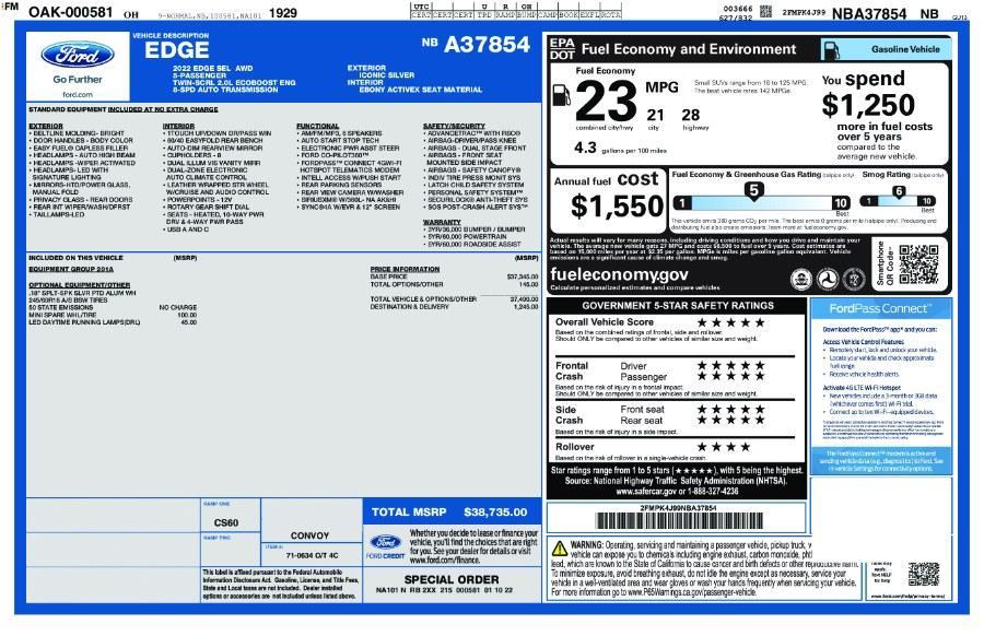 used 2022 Ford Edge car, priced at $17,995